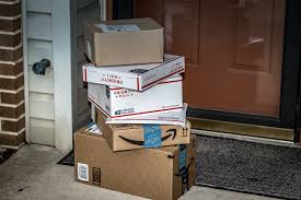 Stacked diamond painting kit packages delivered in the mail